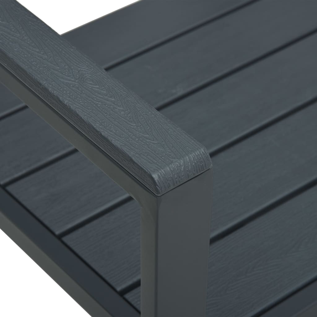 Garden bench, grey, 120cm, HDPE, wood imitation