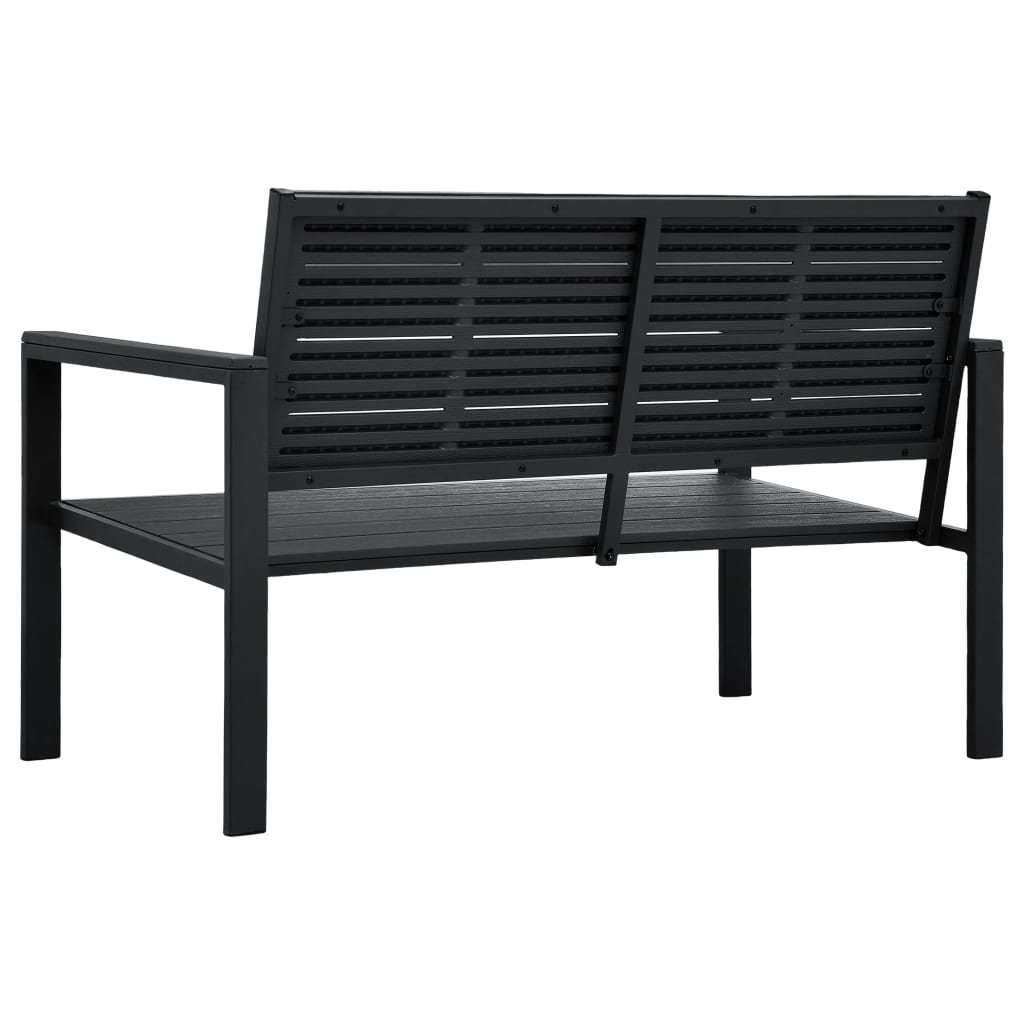 Sodo suoliukas, juodos spalvos, 120cm, HDPE, medienos imitacija