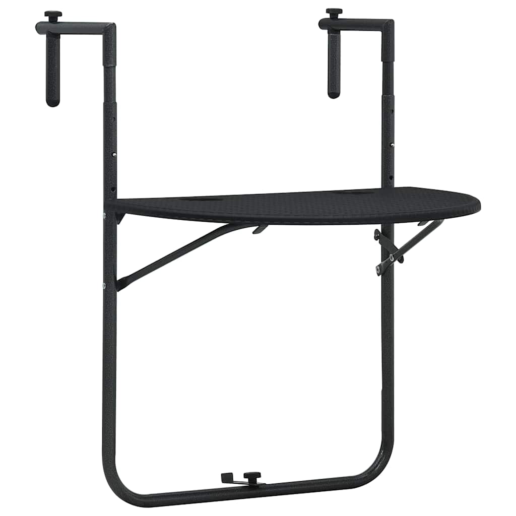 Piekaramais balkona galds, melns, 60x64x83,5cm, plastmasa