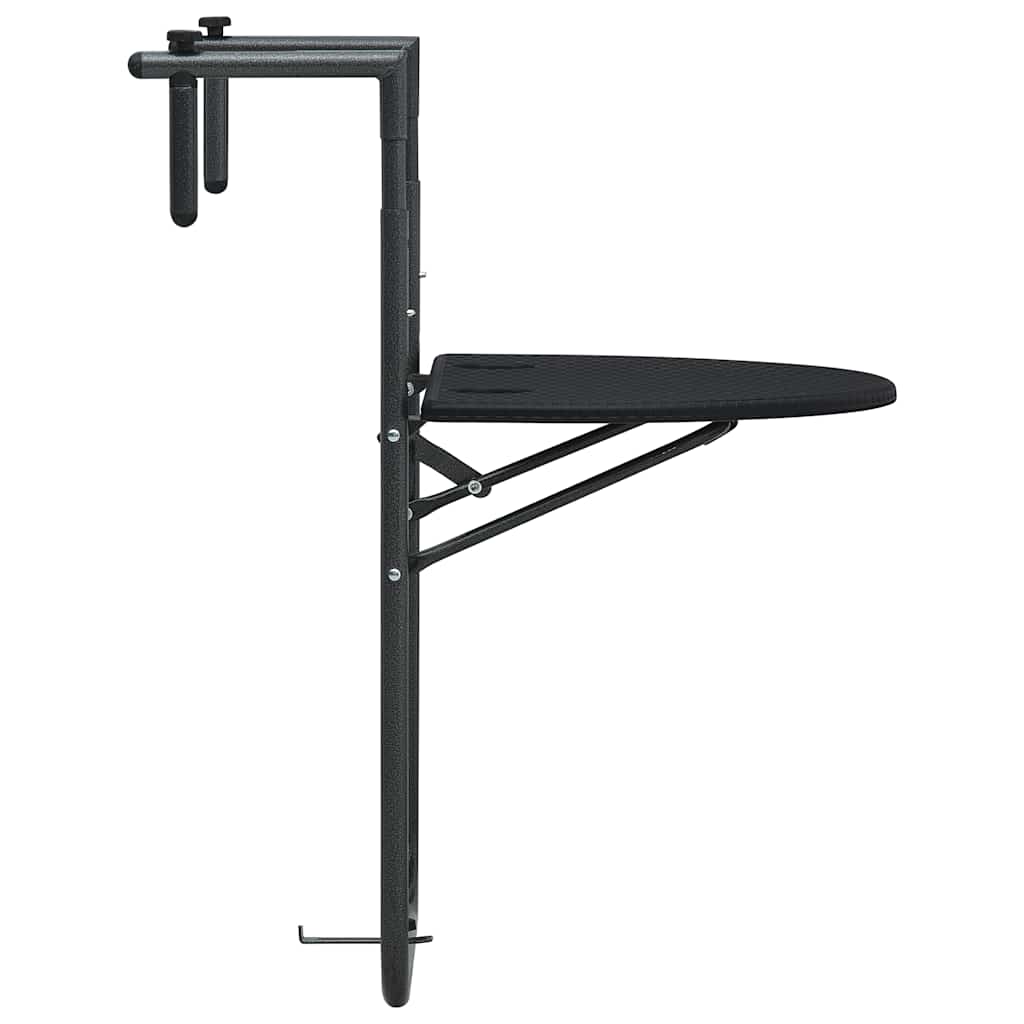 Piekaramais balkona galds, melns, 60x64x83,5cm, plastmasa