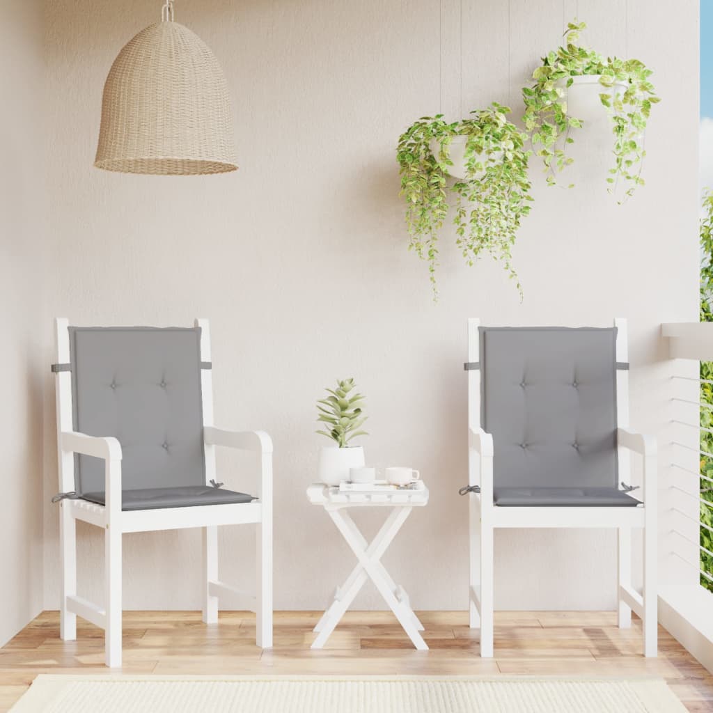 Garden chair cushions, 2 pcs, grey, fabric
