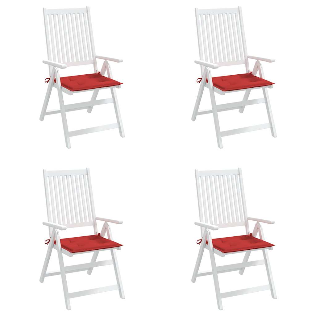 Garden chair cushions, 4 pcs., red, 40x40x4cm, fabric
