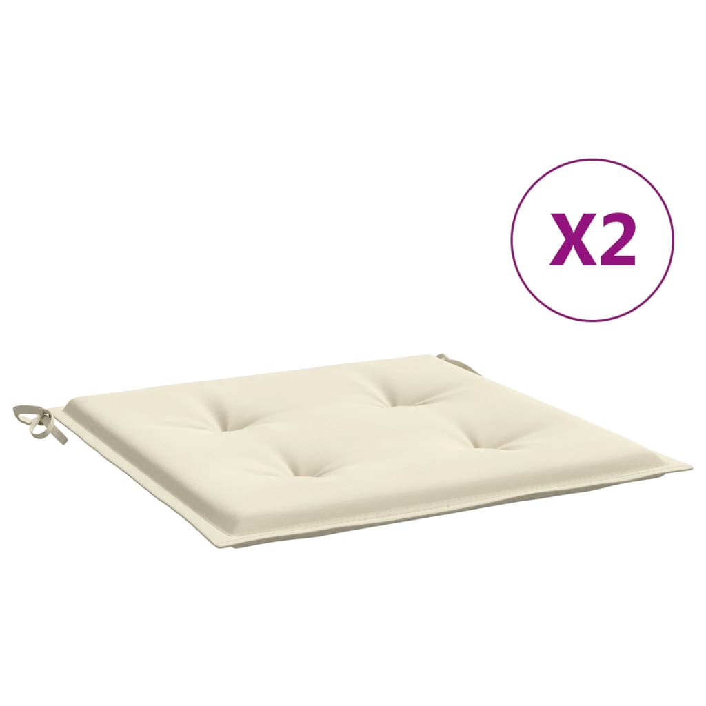 Garden chair cushions, 2 pcs, cream, 50x50x4cm, fabric