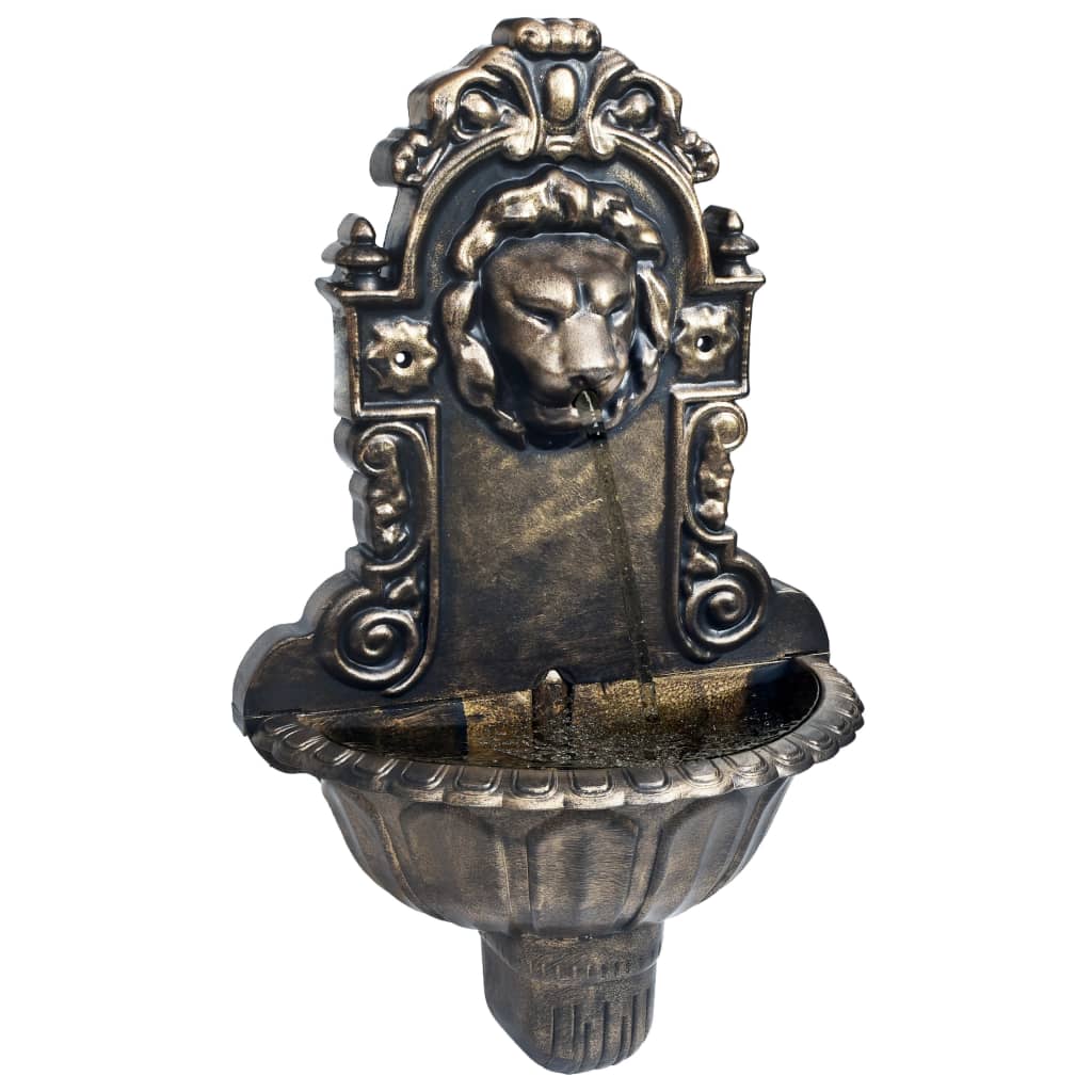 Wall fountain, bronze colored, lion's head design