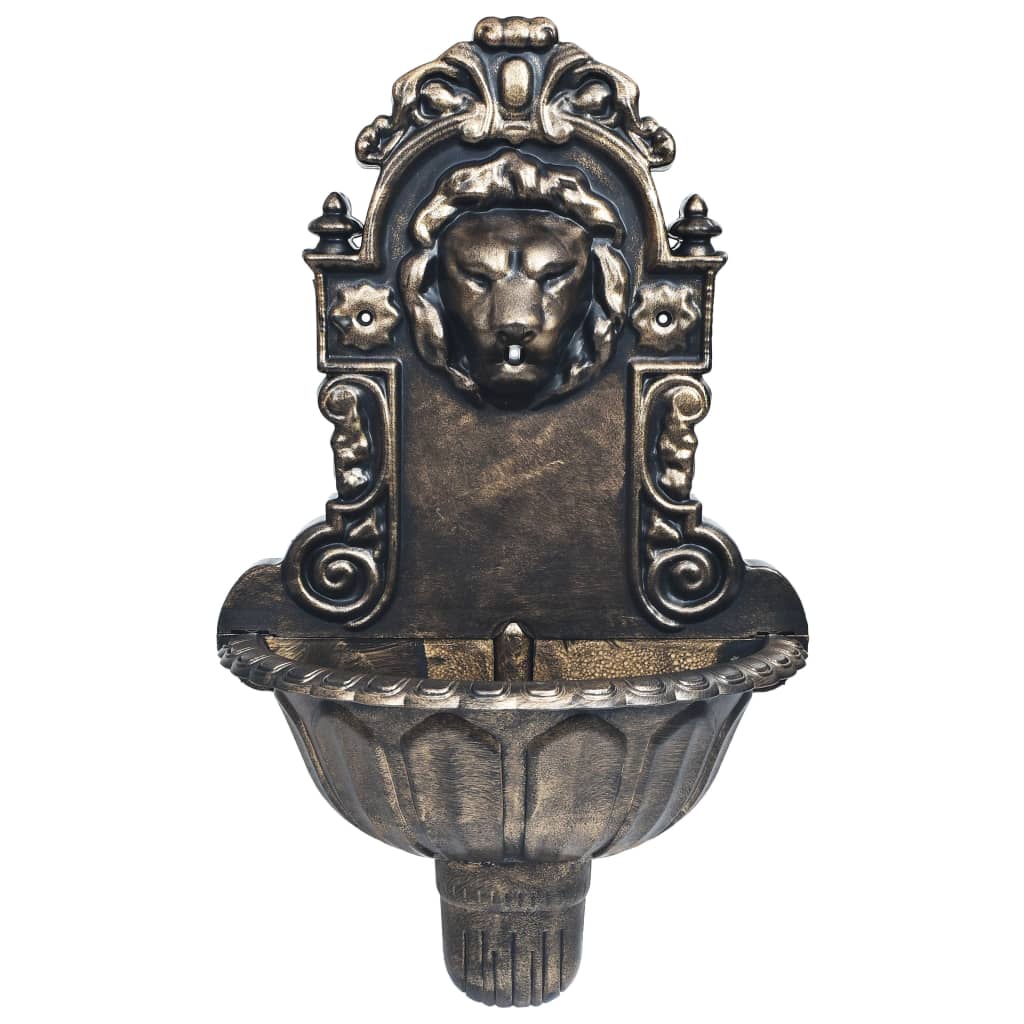 Wall fountain, bronze colored, lion's head design