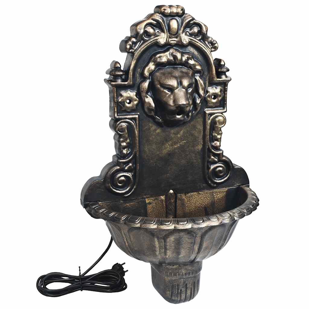 Wall fountain, bronze colored, lion's head design