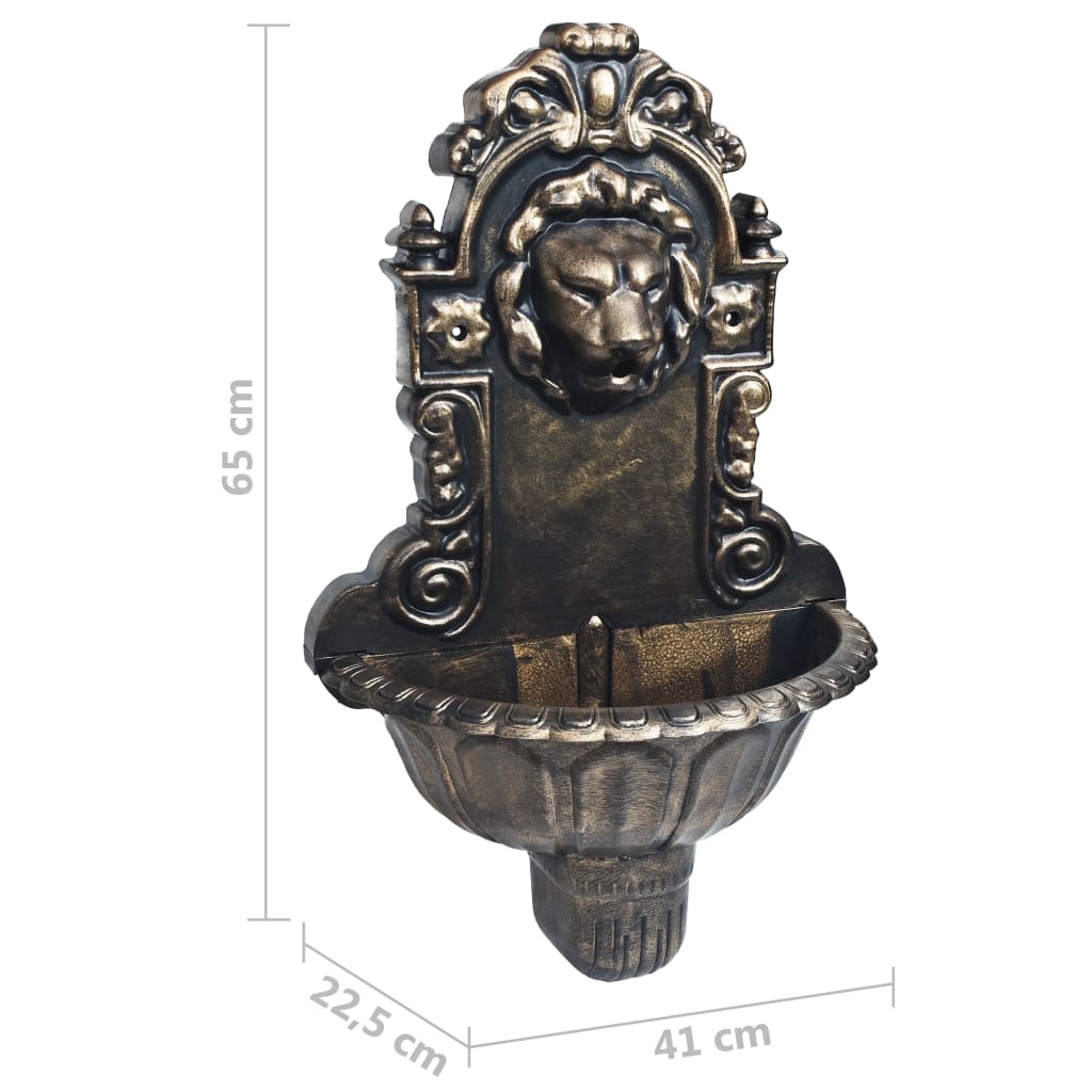 Wall fountain, bronze colored, lion's head design