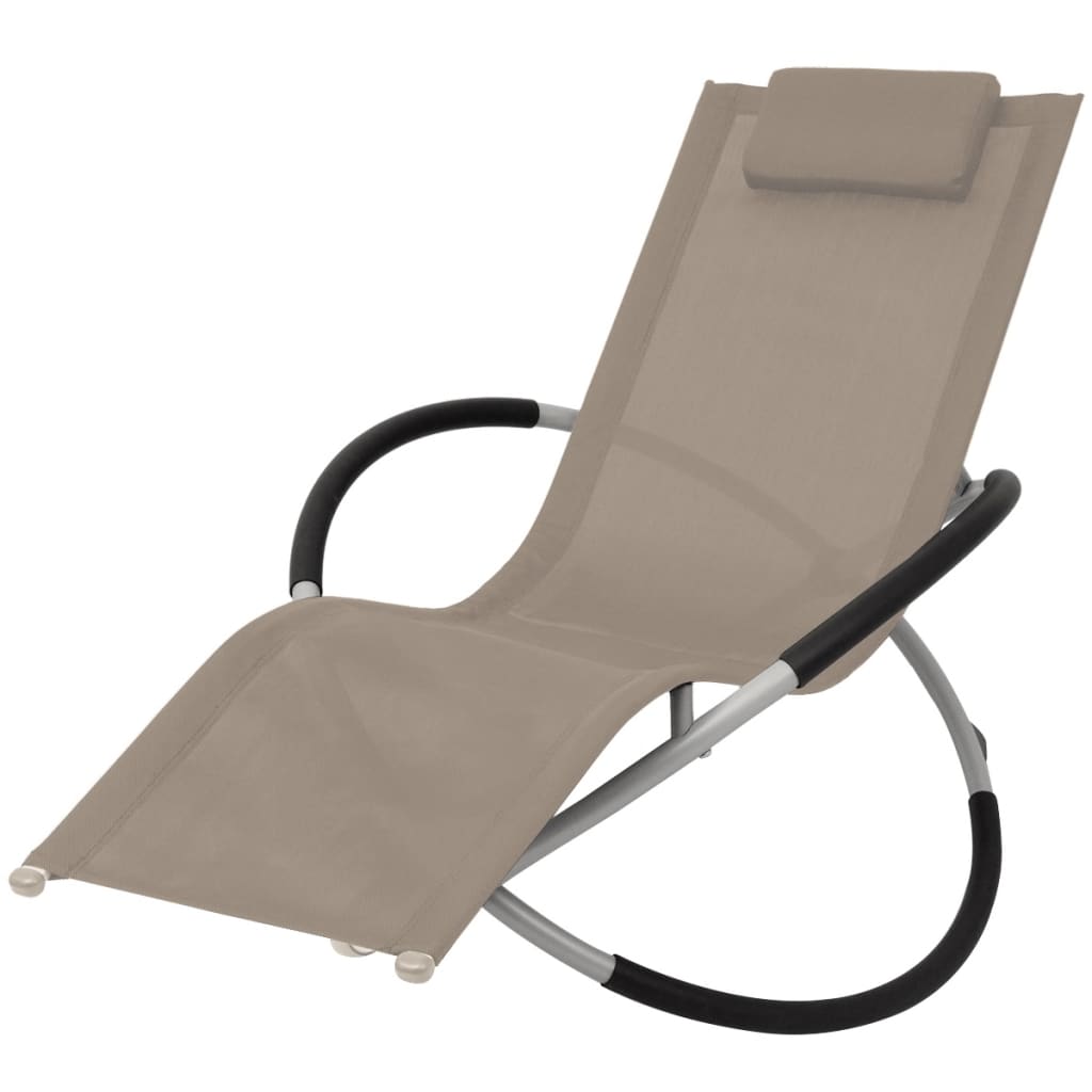 Outdoor sun lounger, taupe, steel, geometric design