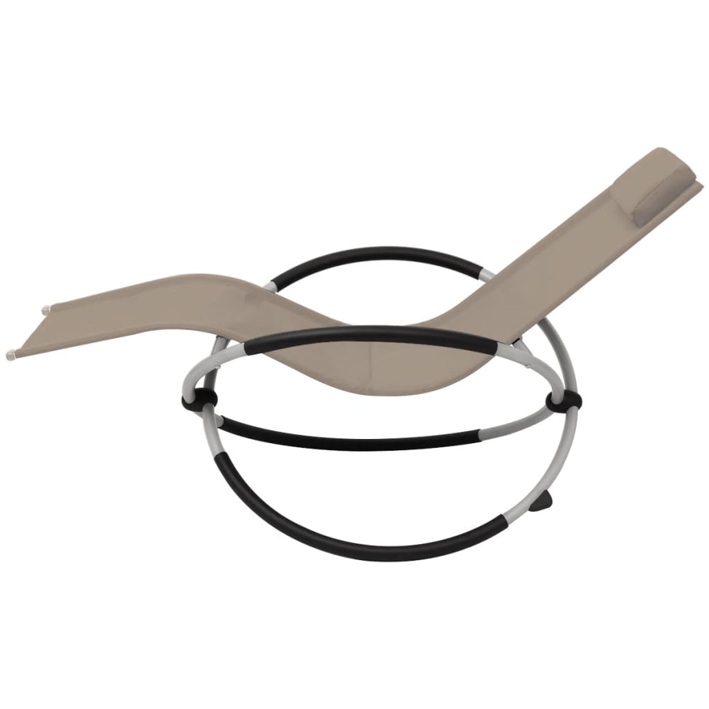Outdoor sun lounger, taupe, steel, geometric design