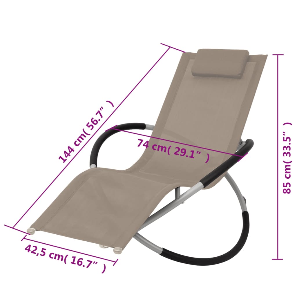 Outdoor sun lounger, taupe, steel, geometric design