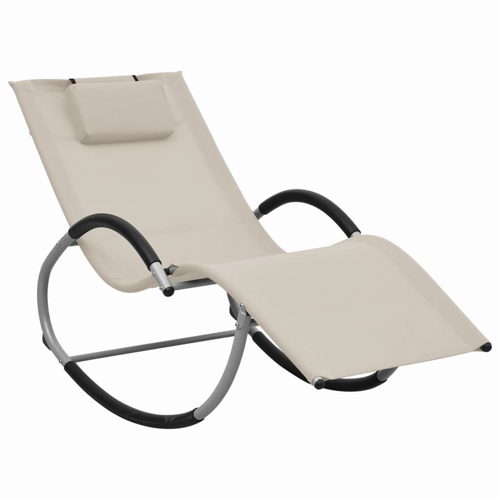 Sun lounger with pillow, cream color, textilene