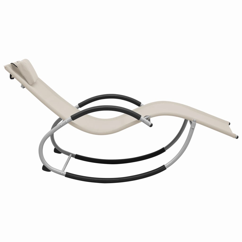 Sun lounger with pillow, cream color, textilene