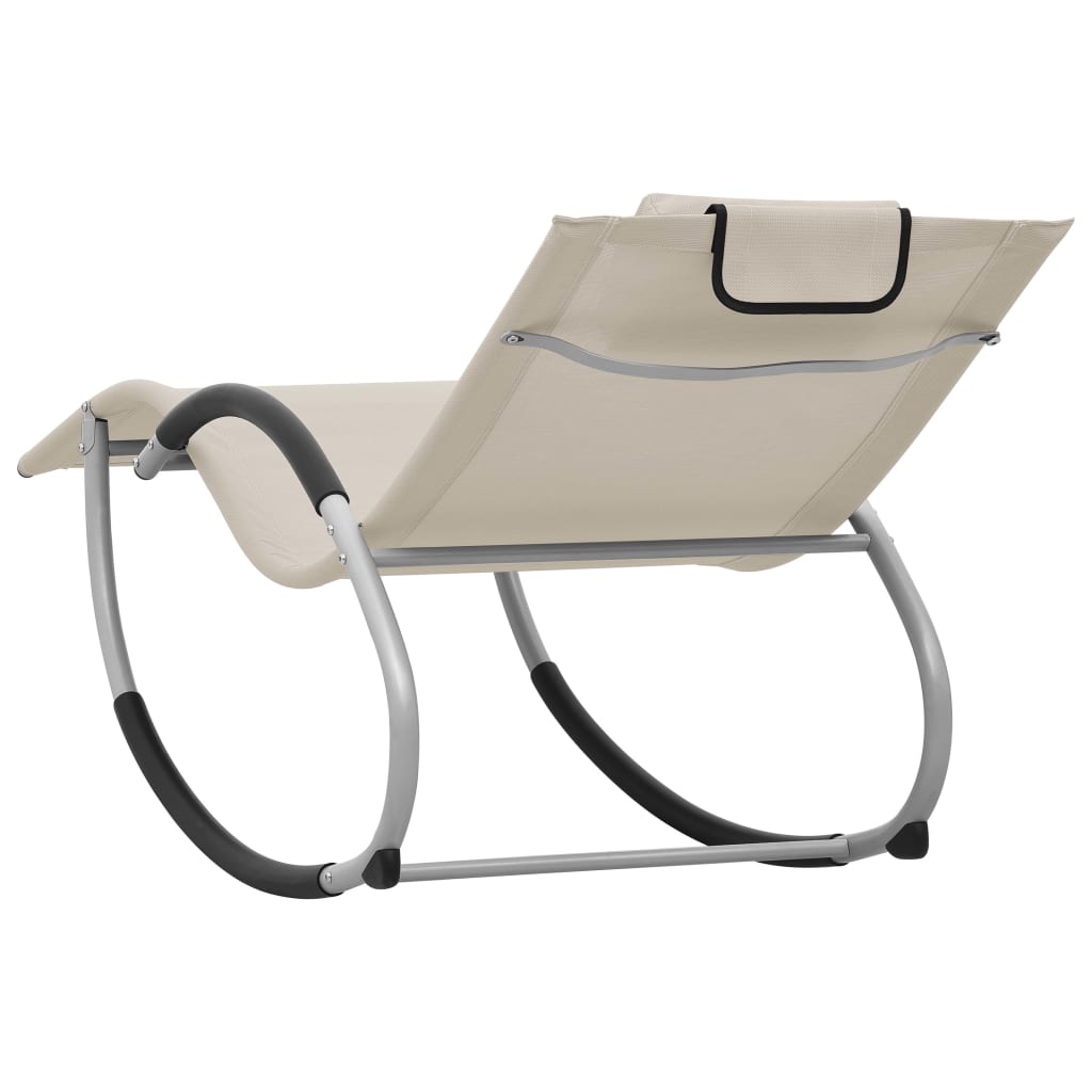 Sun lounger with pillow, cream color, textilene