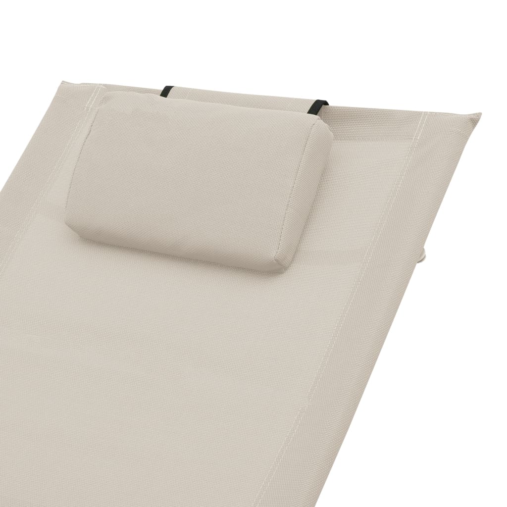 Sun lounger with pillow, cream color, textilene