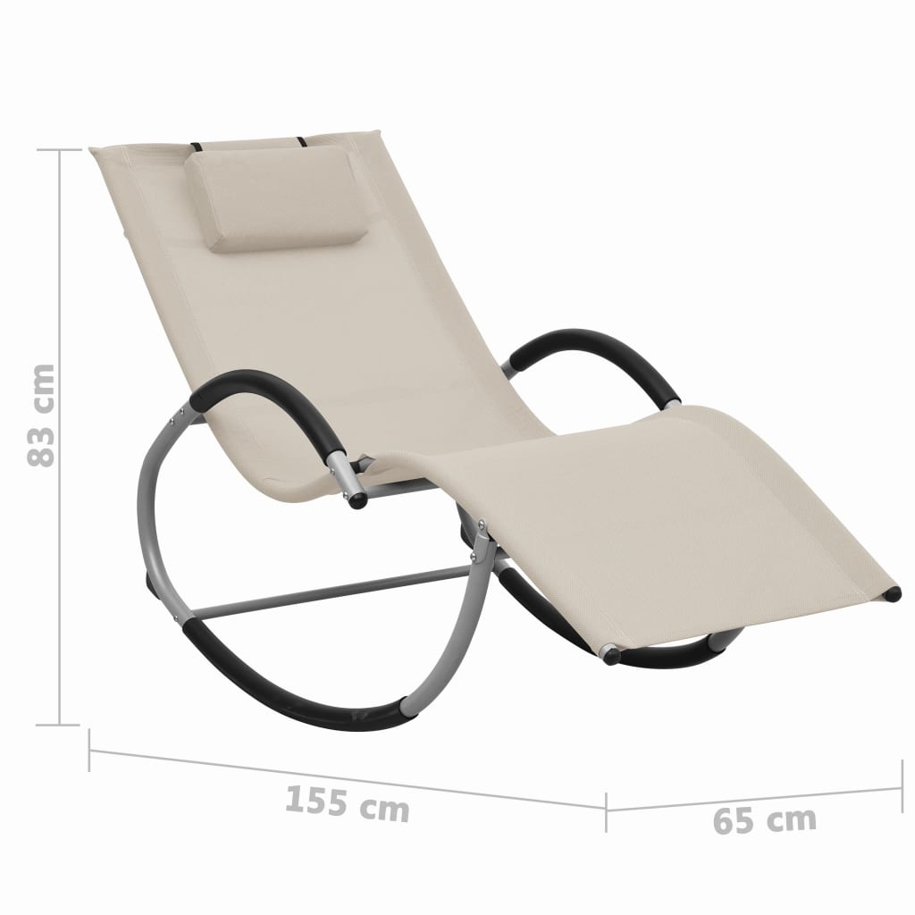 Sun lounger with pillow, cream color, textilene