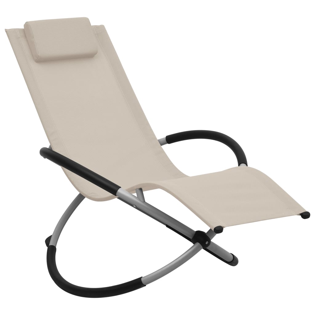 Child's sun lounger, cream, steel