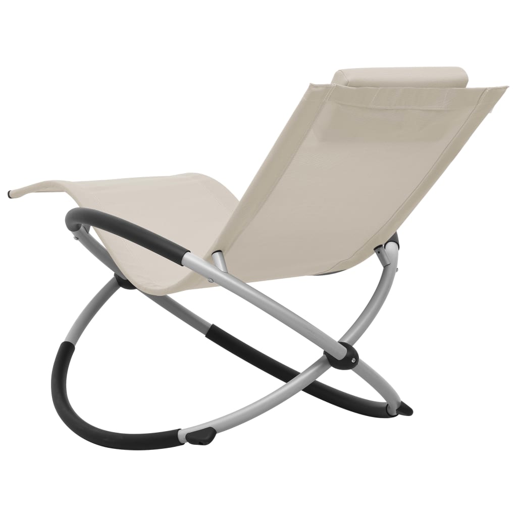 Child's sun lounger, cream, steel