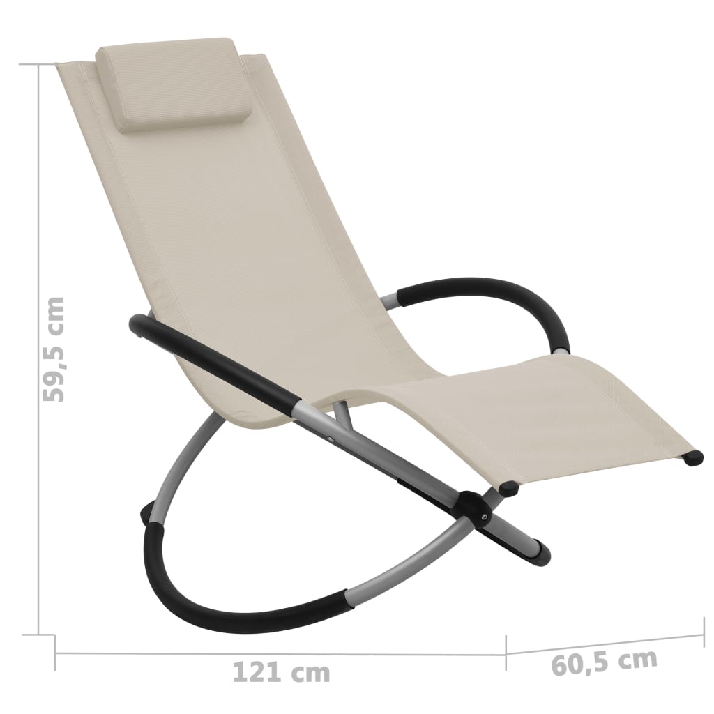 Child's sun lounger, cream, steel