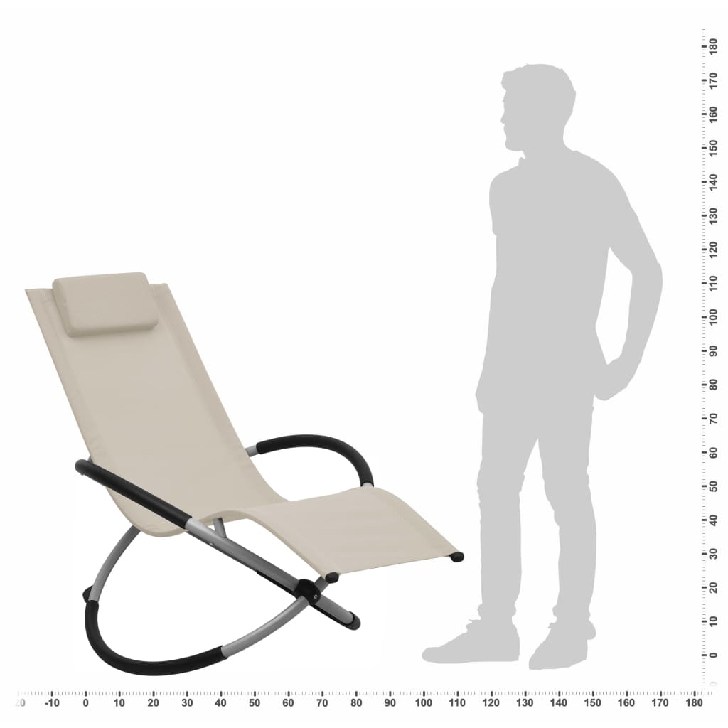 Child's sun lounger, cream, steel