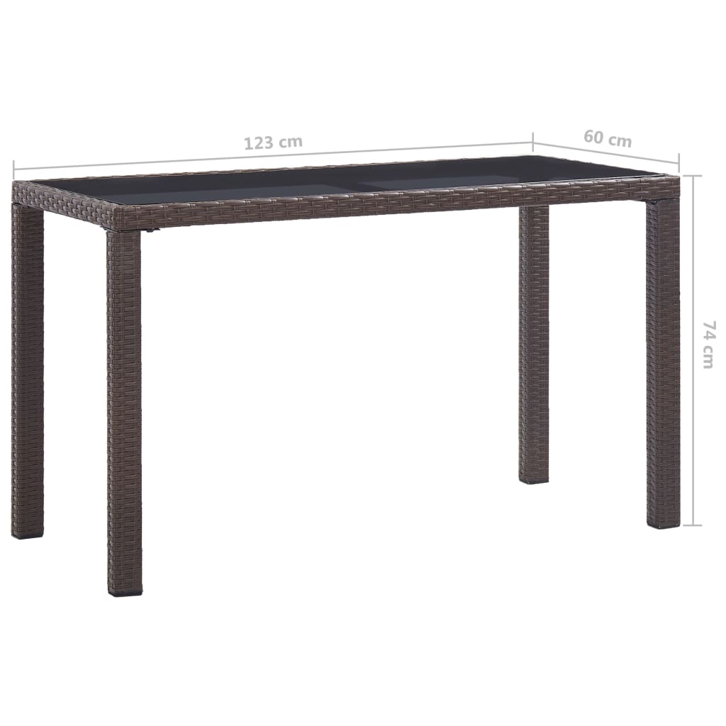 Garden table, brown, 123x60x74cm, polyrattan