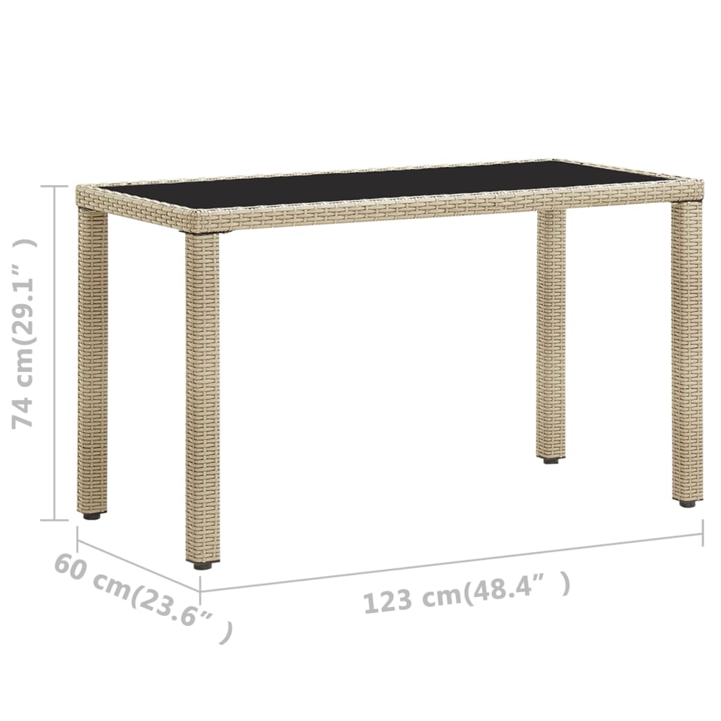 Garden table, cream, 123x60x74cm, polyrattan