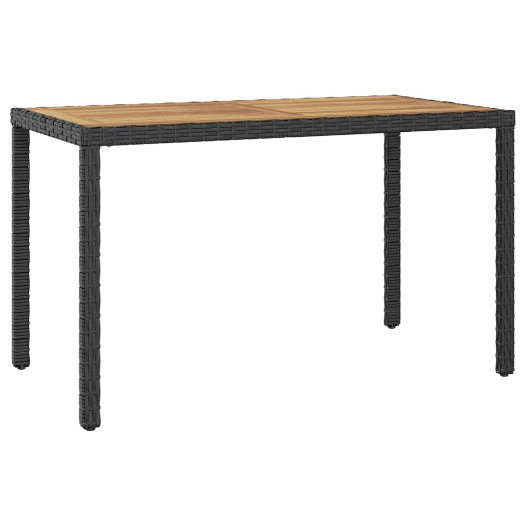 Sodo stalas, juodas ir rudas, 123x60x74cm, akacijos masyvas