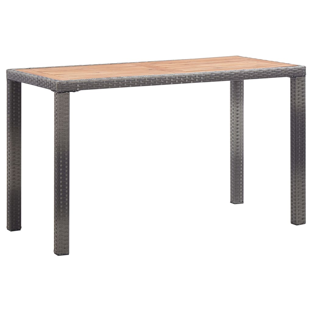 Garden table, anthracite and brown, 123x60x74cm, solid acacia wood
