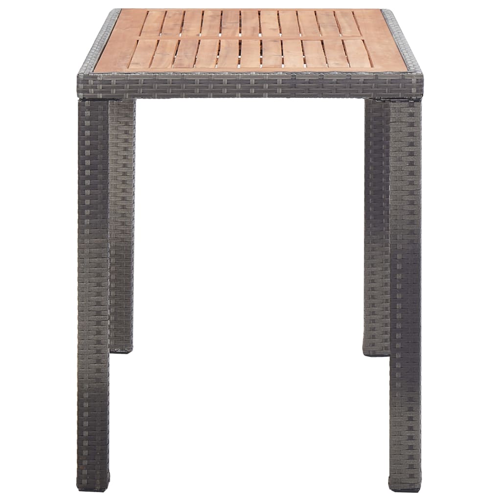 Garden table, anthracite and brown, 123x60x74cm, solid acacia wood