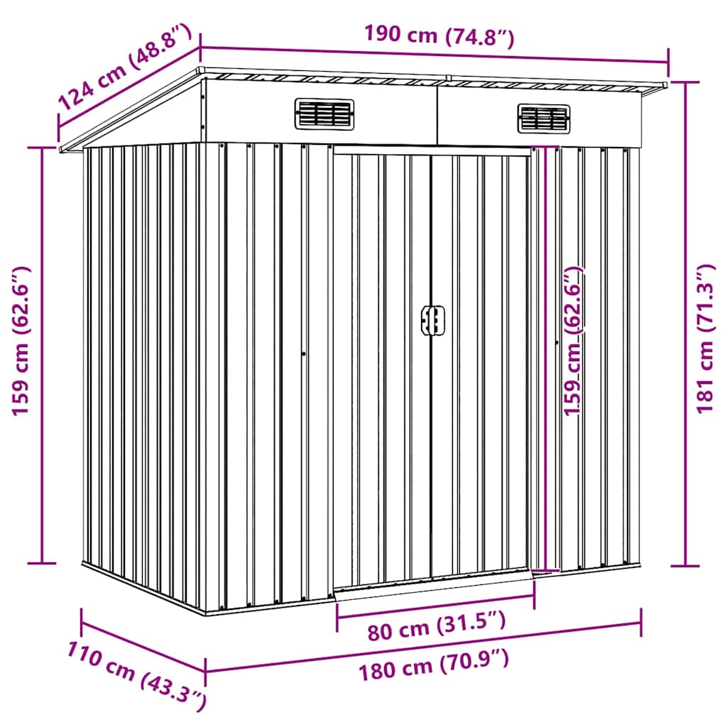 Storage shed DALTON, brown, 194x121cm