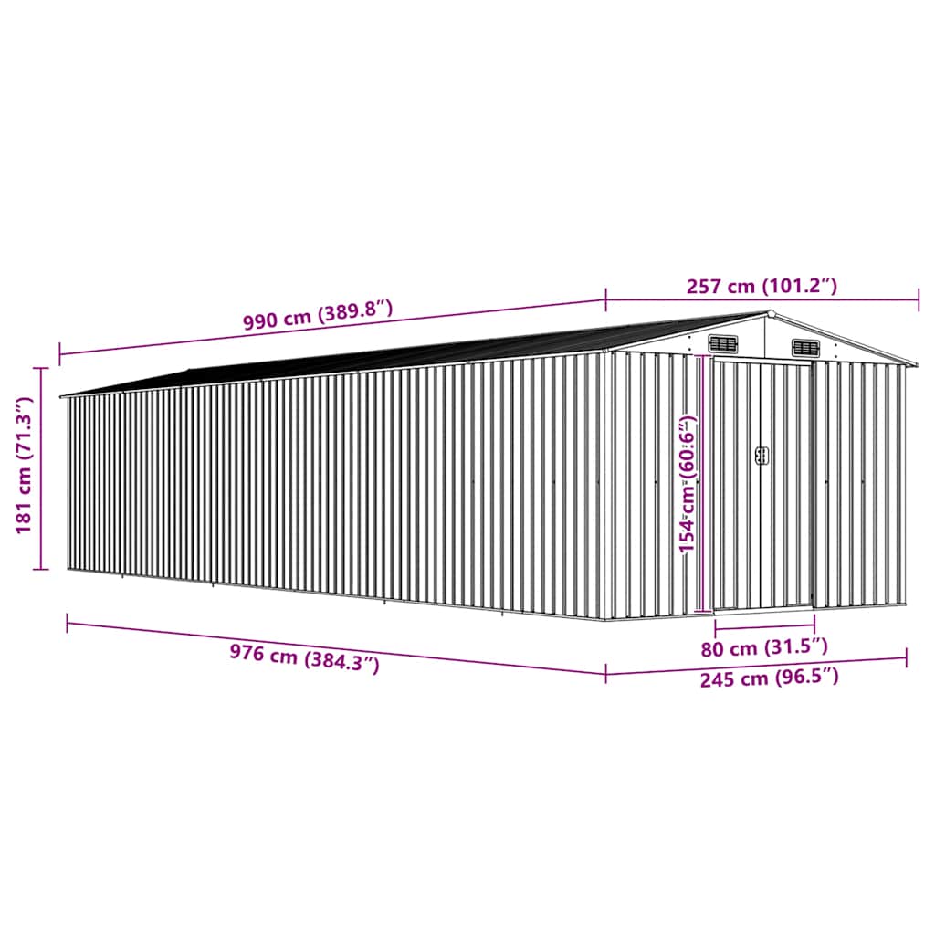 Shed DALTON, brown, 257x990cm