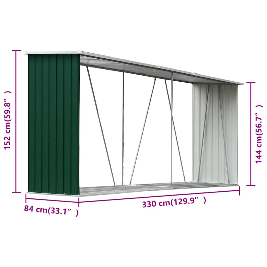 Sodo malkinė, žalia, 330x84x152cm, galvanizuotas plienas