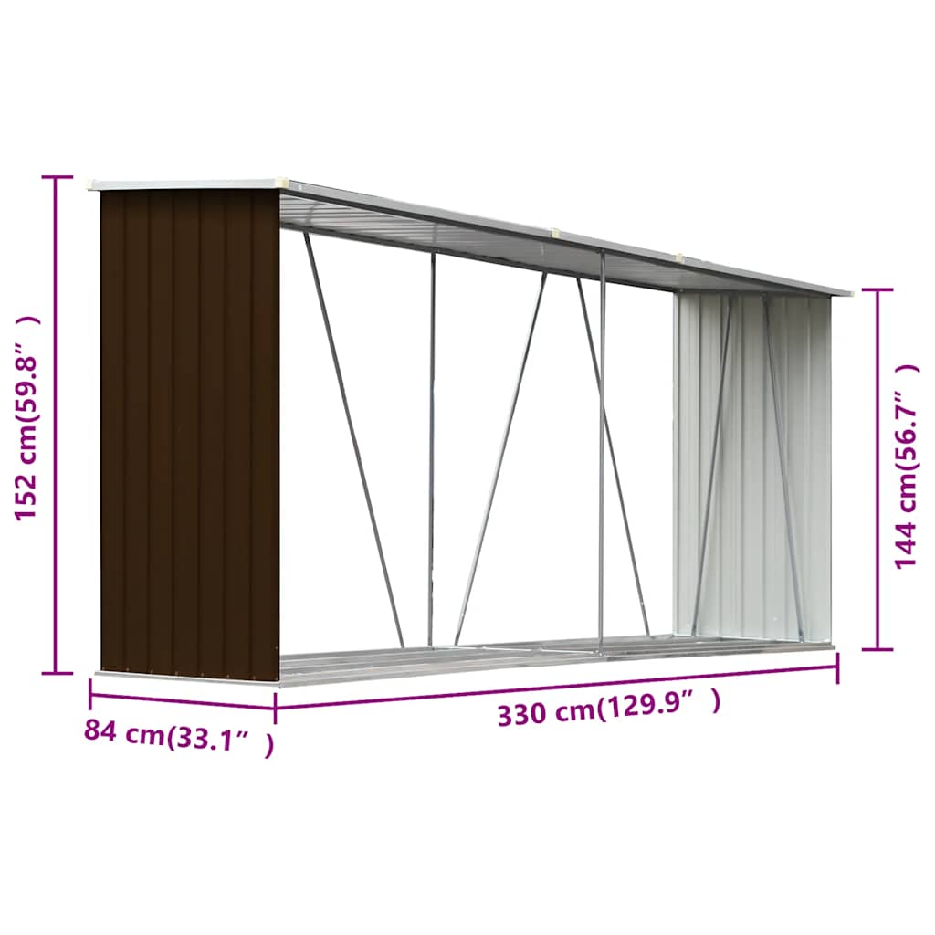 Sodo malkinė, ruda, 330x84x152cm, galvanizuotas plienas