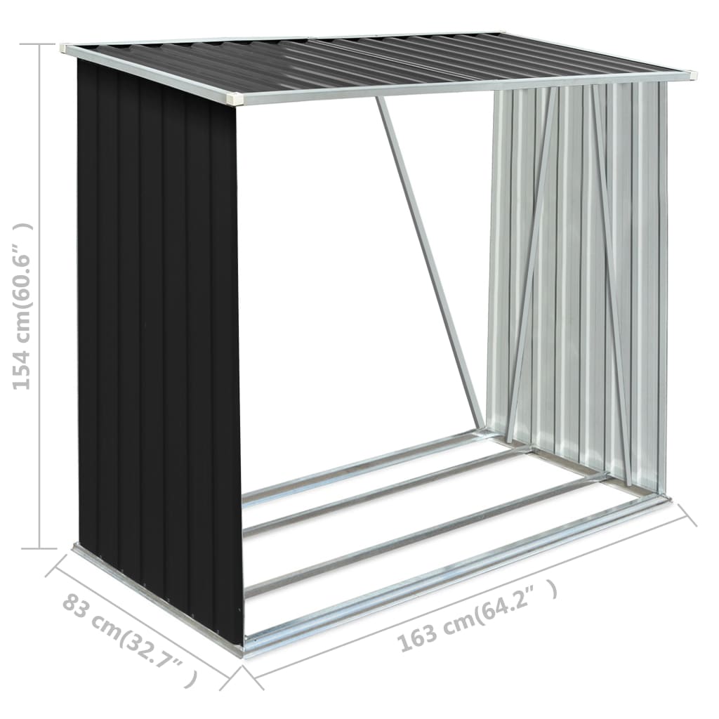 Garden wood shed, anthracite, 163x83x154cm, galvanized steel