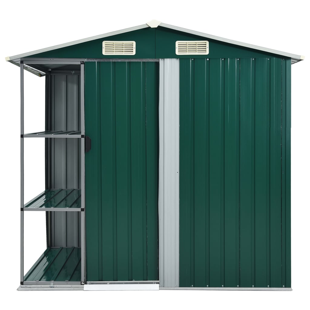 Shed with shelf SHELBY, green, 205x130cm