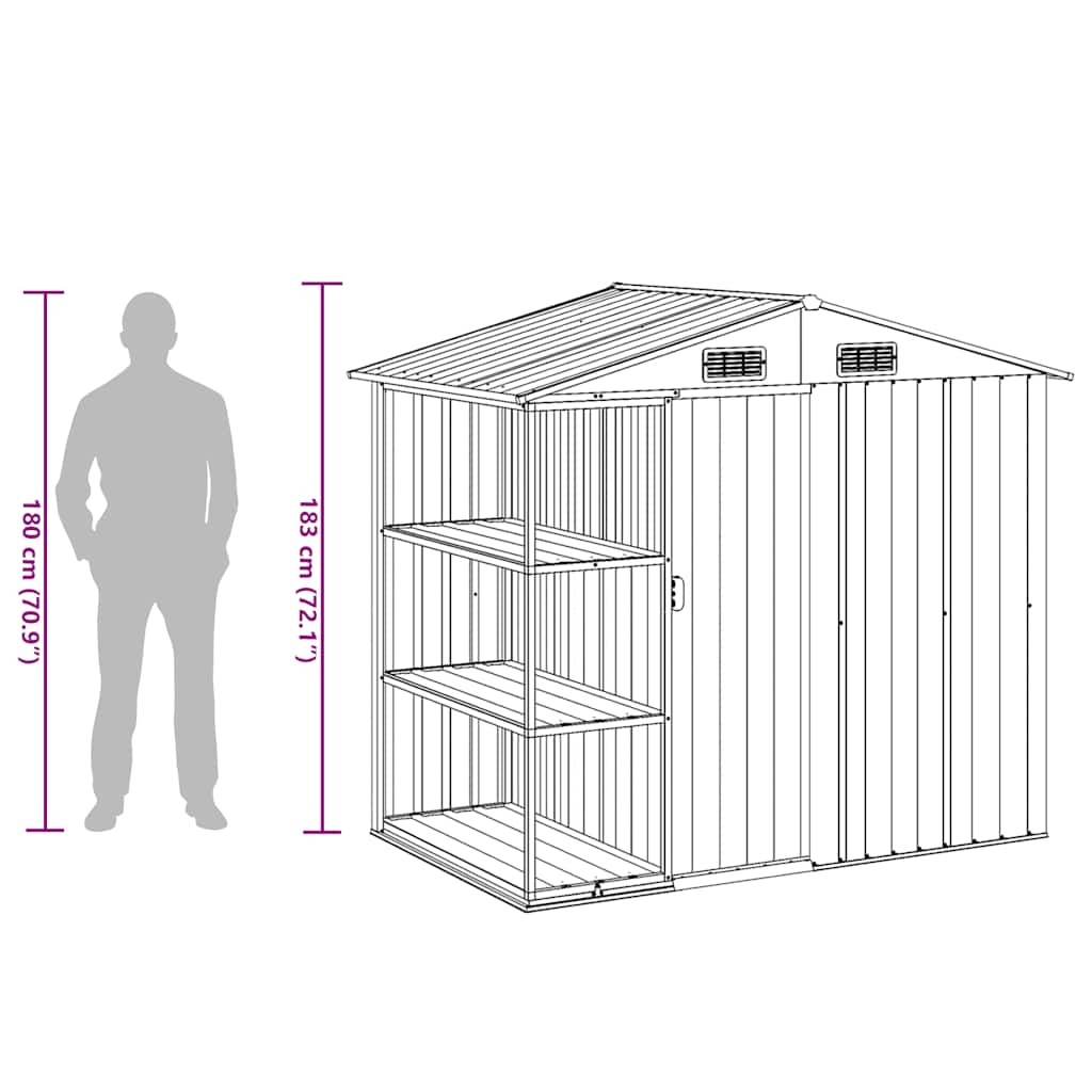 Shed with shelf SHELBY, green, 205x130cm