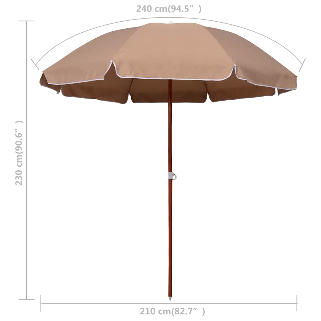 Sodo skėtis nuo saulės su plieniniu stulpu, taupe, 240cm