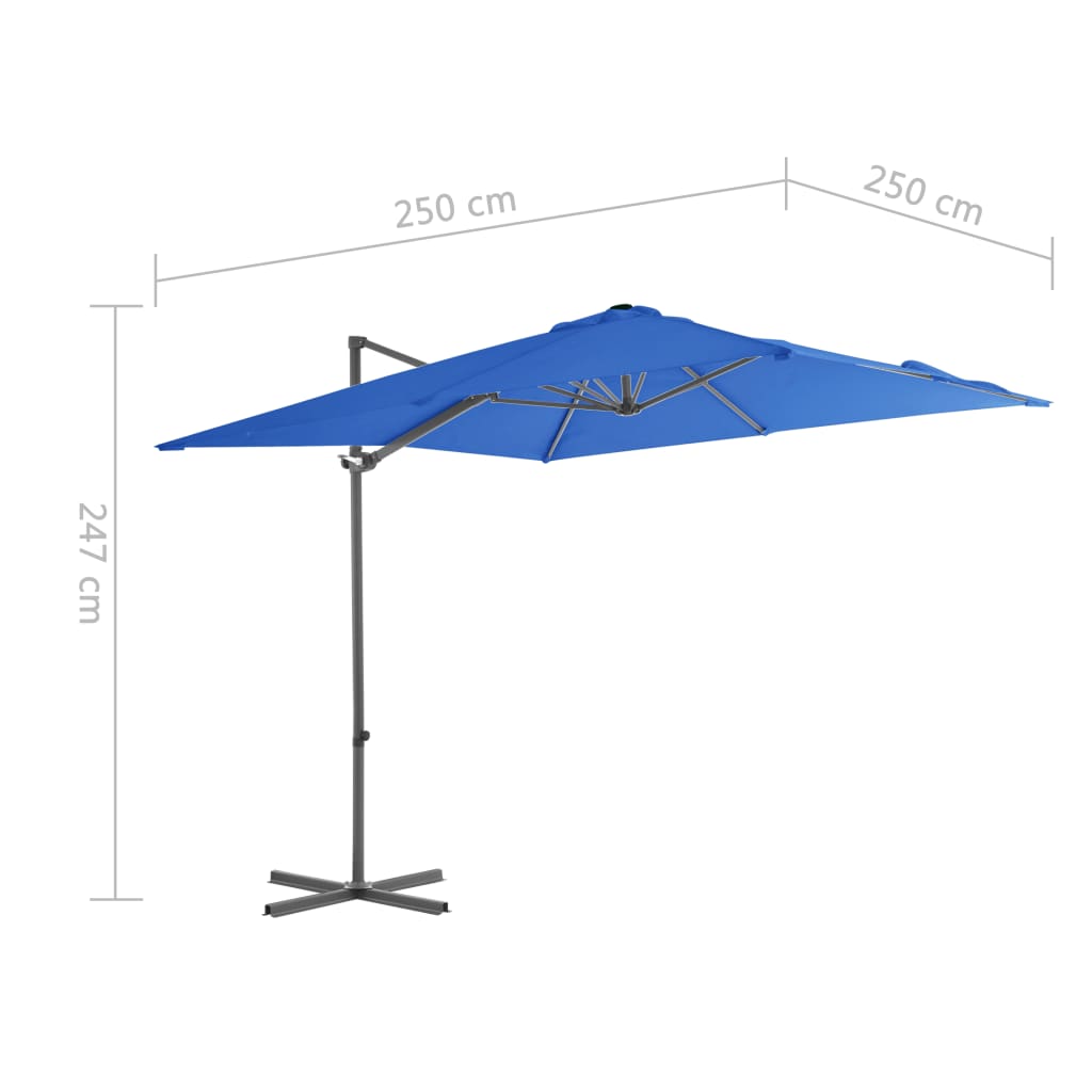 Gembinis sodo skėtis su plieniniu stulpu, mėlynas, 250x250cm