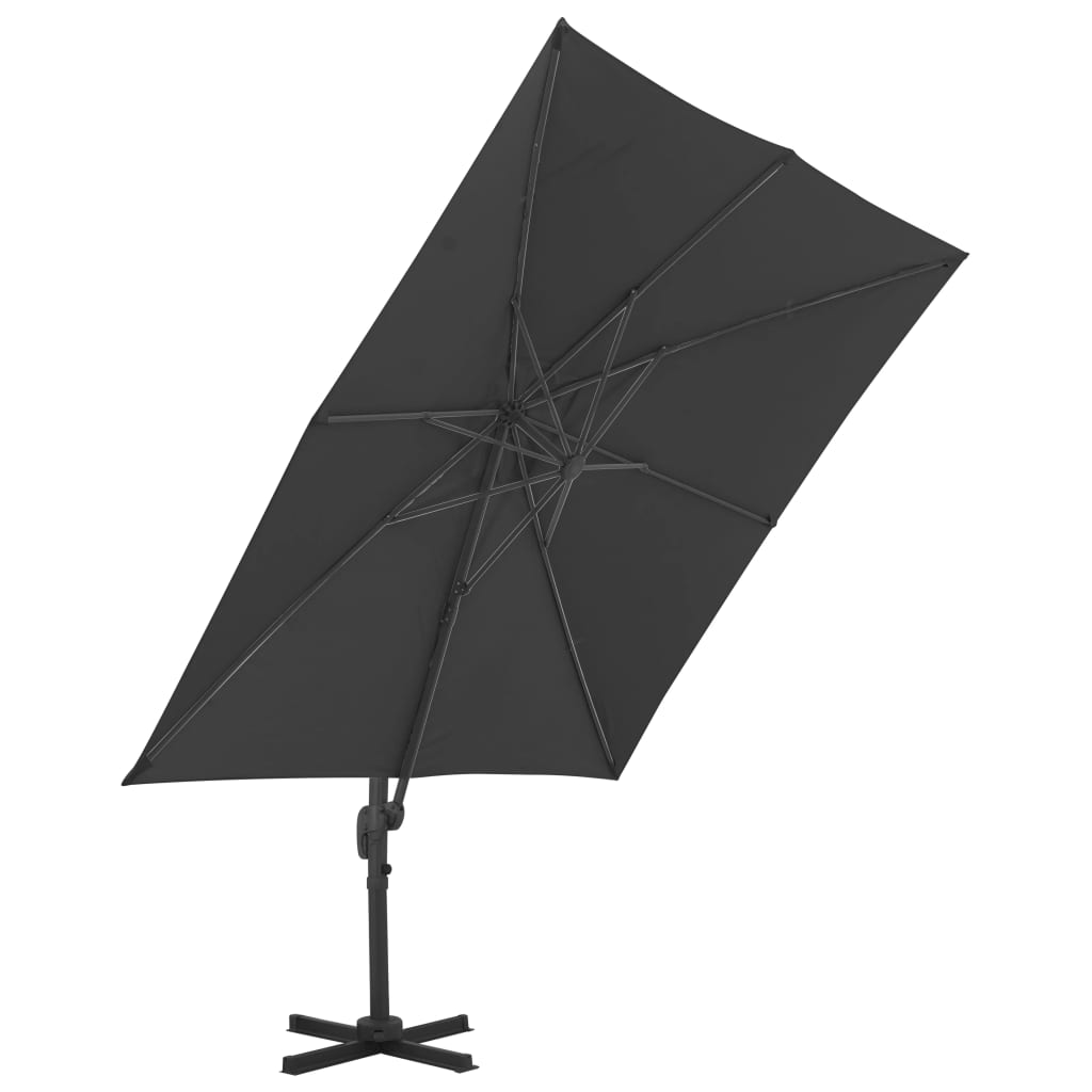 Gembinis sodo skėtis su aliuminio stulpu, juodas, 3x3m