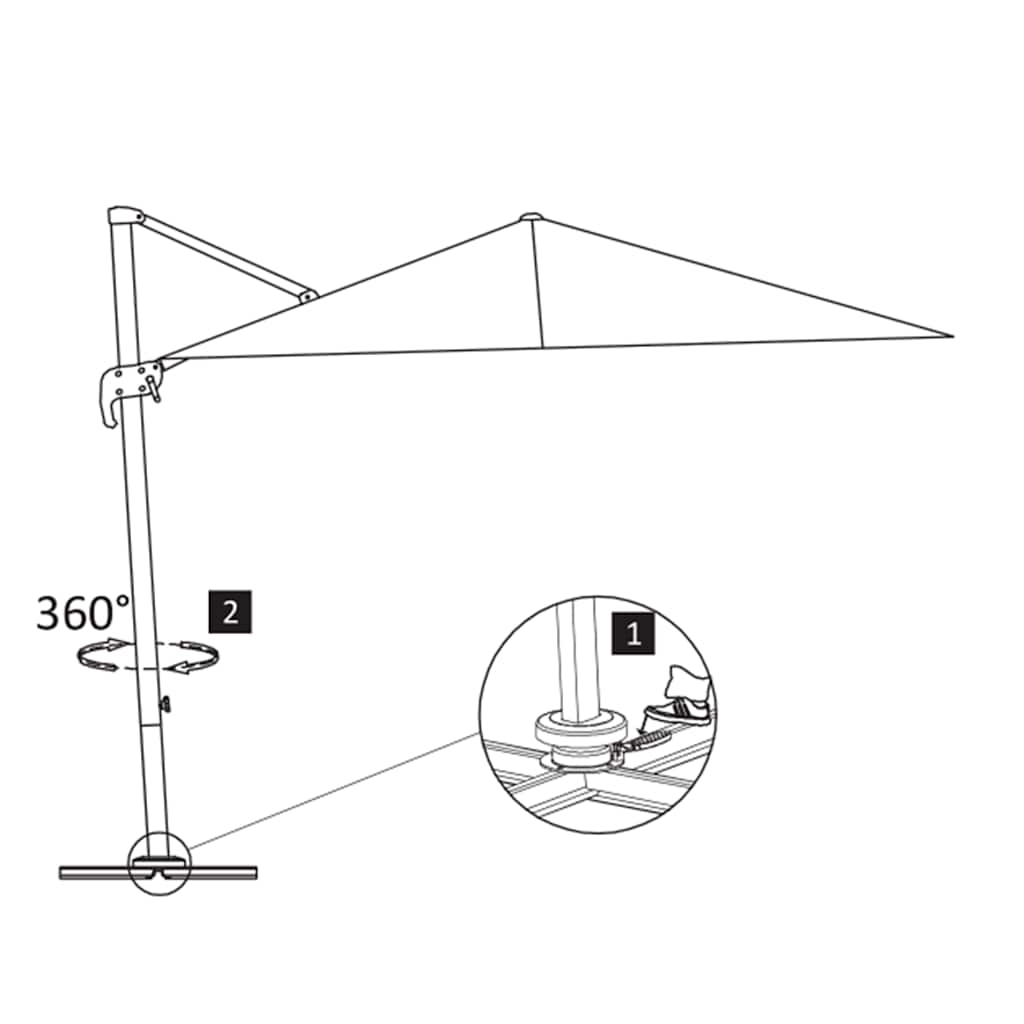 Gembinis sodo skėtis su aliuminio stulpu, juodas, 3x3m