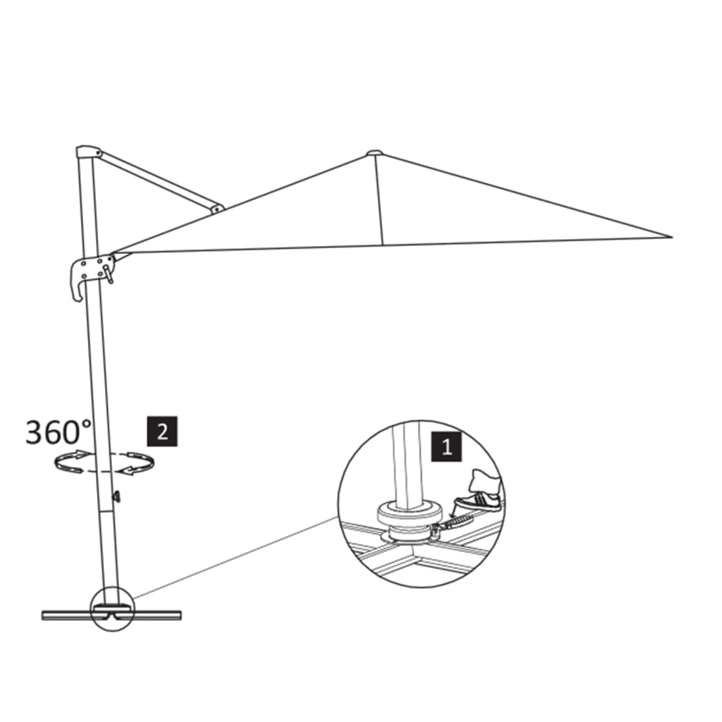 Gembinis sodo skėtis su aliuminio stulpu, juodas, 3x3m