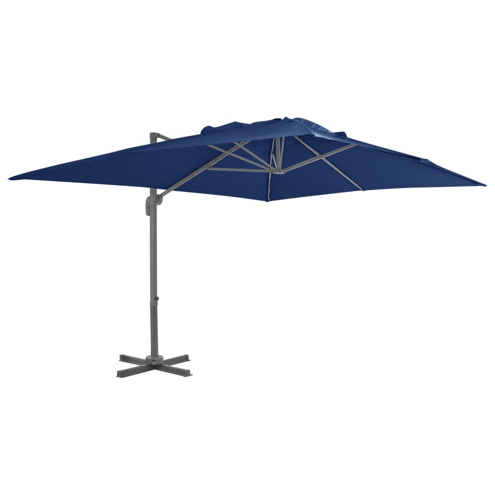 Cantilever garden parasol with aluminum pole, blue, 4x3m