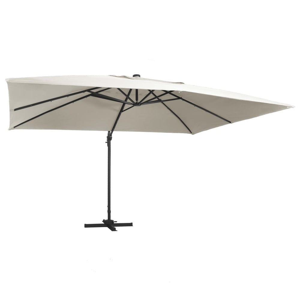 Cantilever Parasol with LED and Aluminium Pole, Sand, 400x300cm