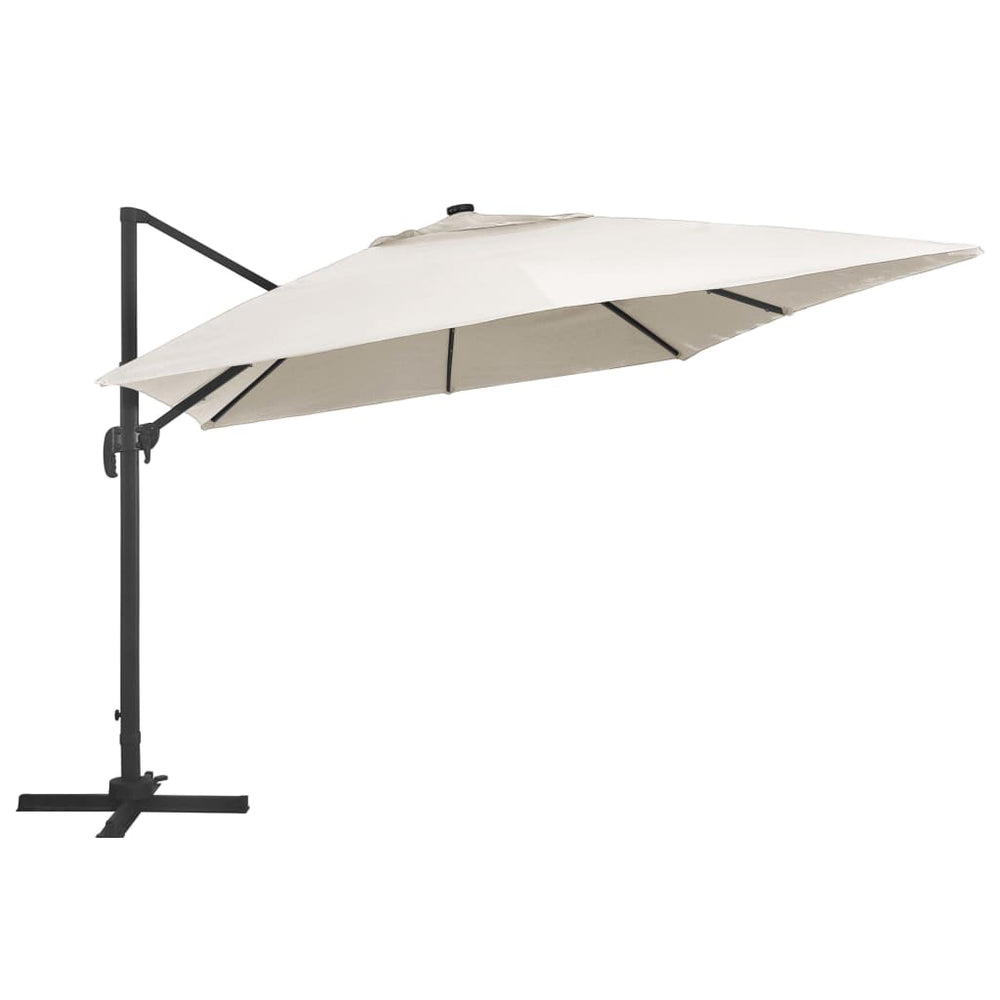 Gembinis skėtis su LED ir aliuminio stulpu, smėlio, 400x300cm