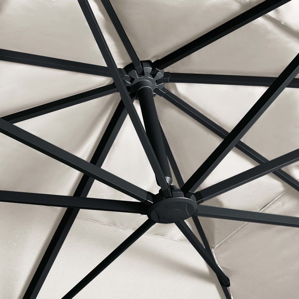 Gembinis LED sodo skėtis BARNETT, smėlinė, 400x300x268cm