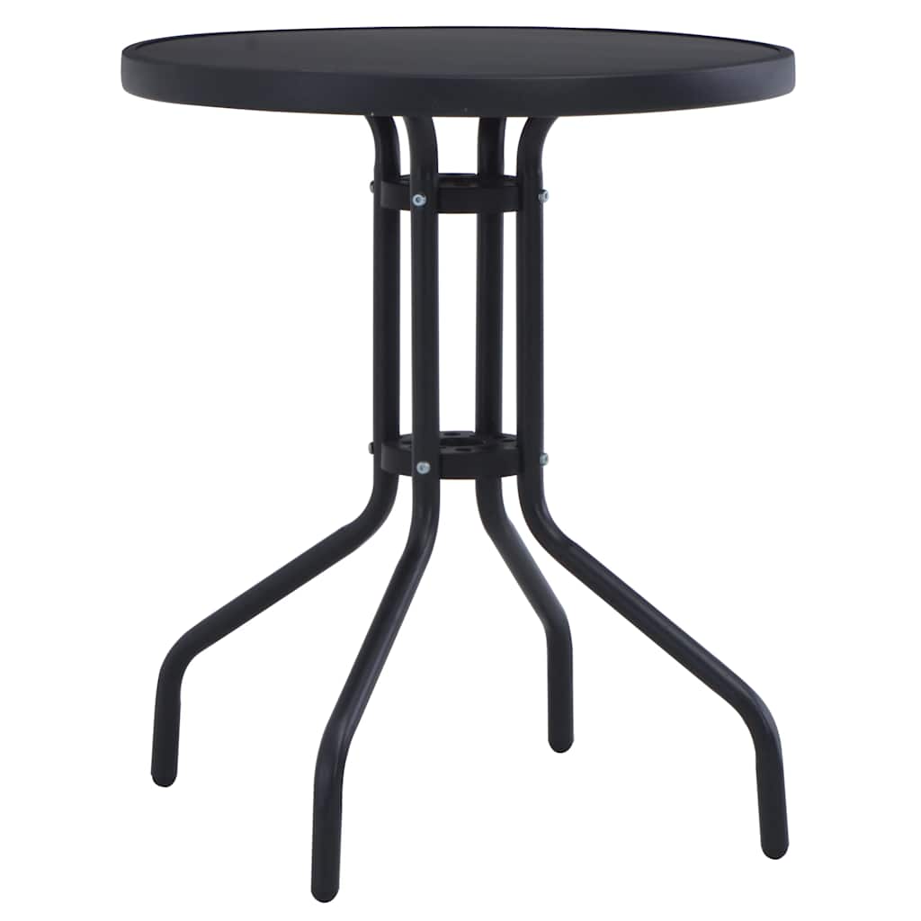Sodo stalas, juodos spalvos, 60cm, plienas ir stiklas