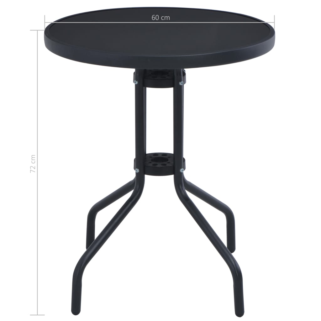 Sodo stalas, juodos spalvos, 60cm, plienas ir stiklas