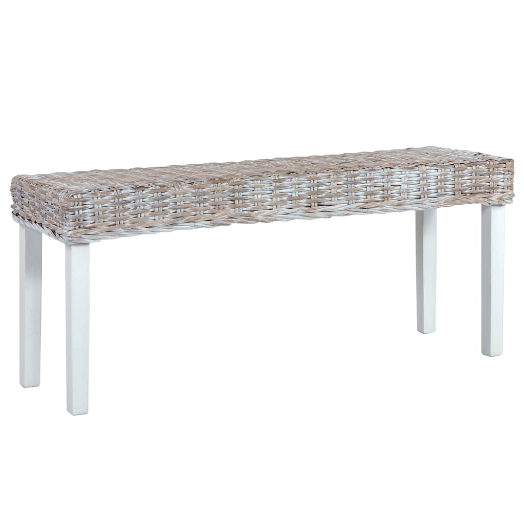 Suoliukas, baltas, 110cm, Kubu ratanas ir raudonmedžio masyvas