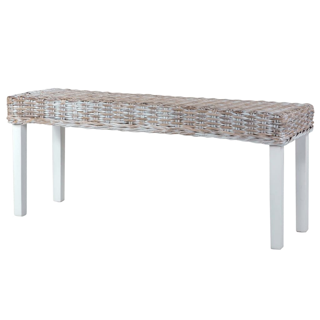 Suoliukas, baltas, 110cm, Kubu ratanas ir raudonmedžio masyvas