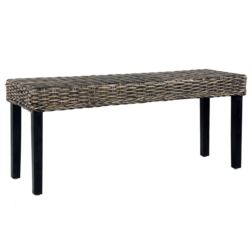 Suoliukas, juodas, 110cm, Kubu ratanas ir raudonmedžio masyvas