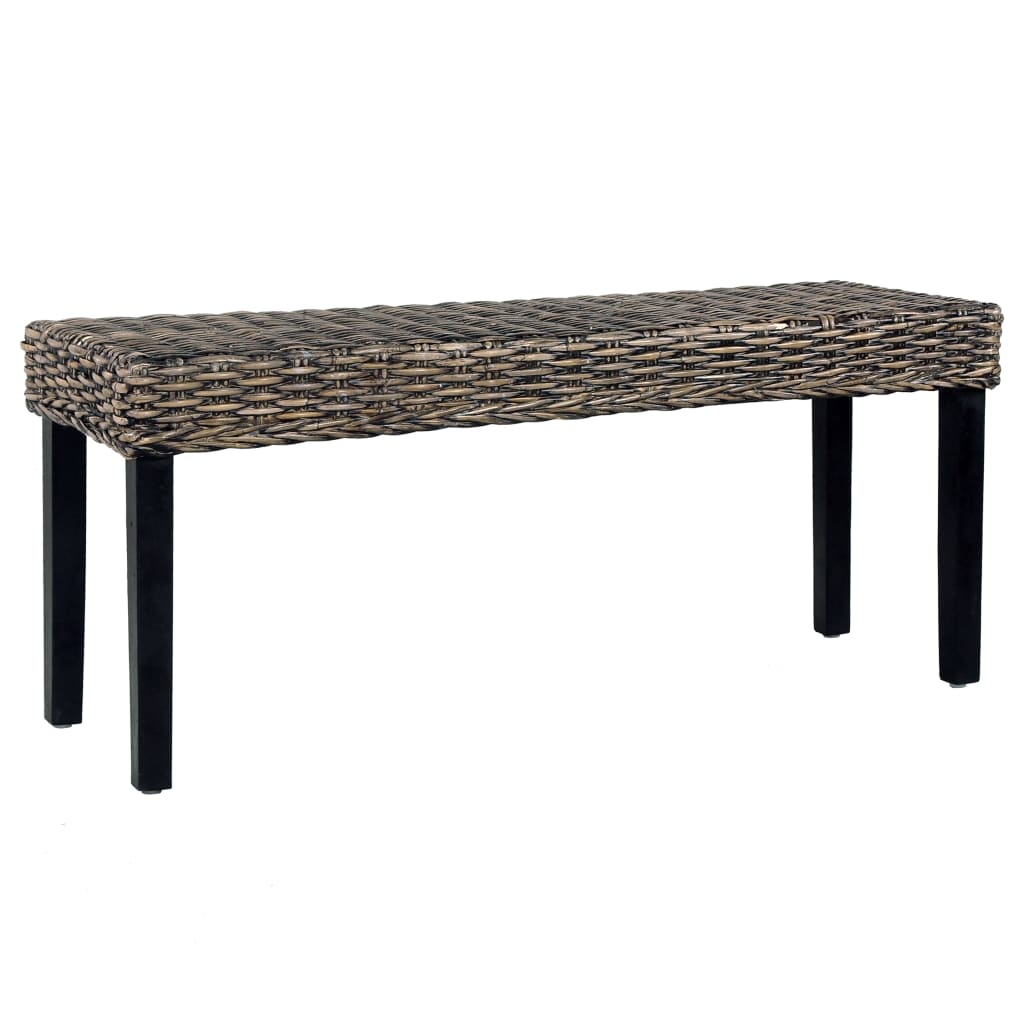 Suoliukas, juodas, 110cm, Kubu ratanas ir raudonmedžio masyvas